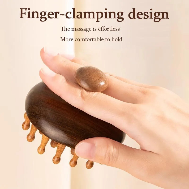 New Sandalwood Disc Wooden Scalp Massage Wide Round Tip Tooth Scalp Comb Scalp Tool Wet Dry Hair Massage Comb AMS06
